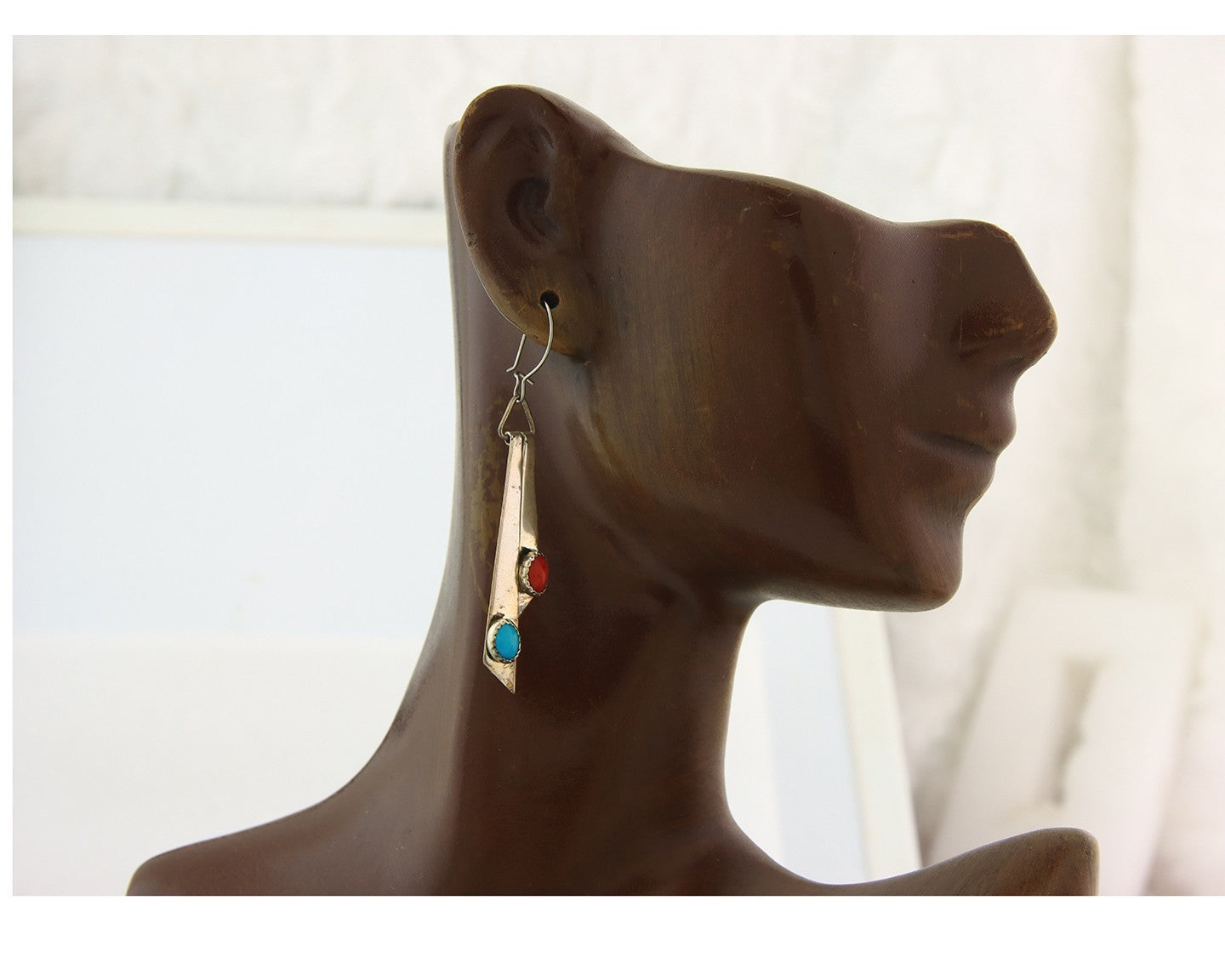 Navajo Earrings Sterling Silver Turquoise Vintage Handmade Dangle