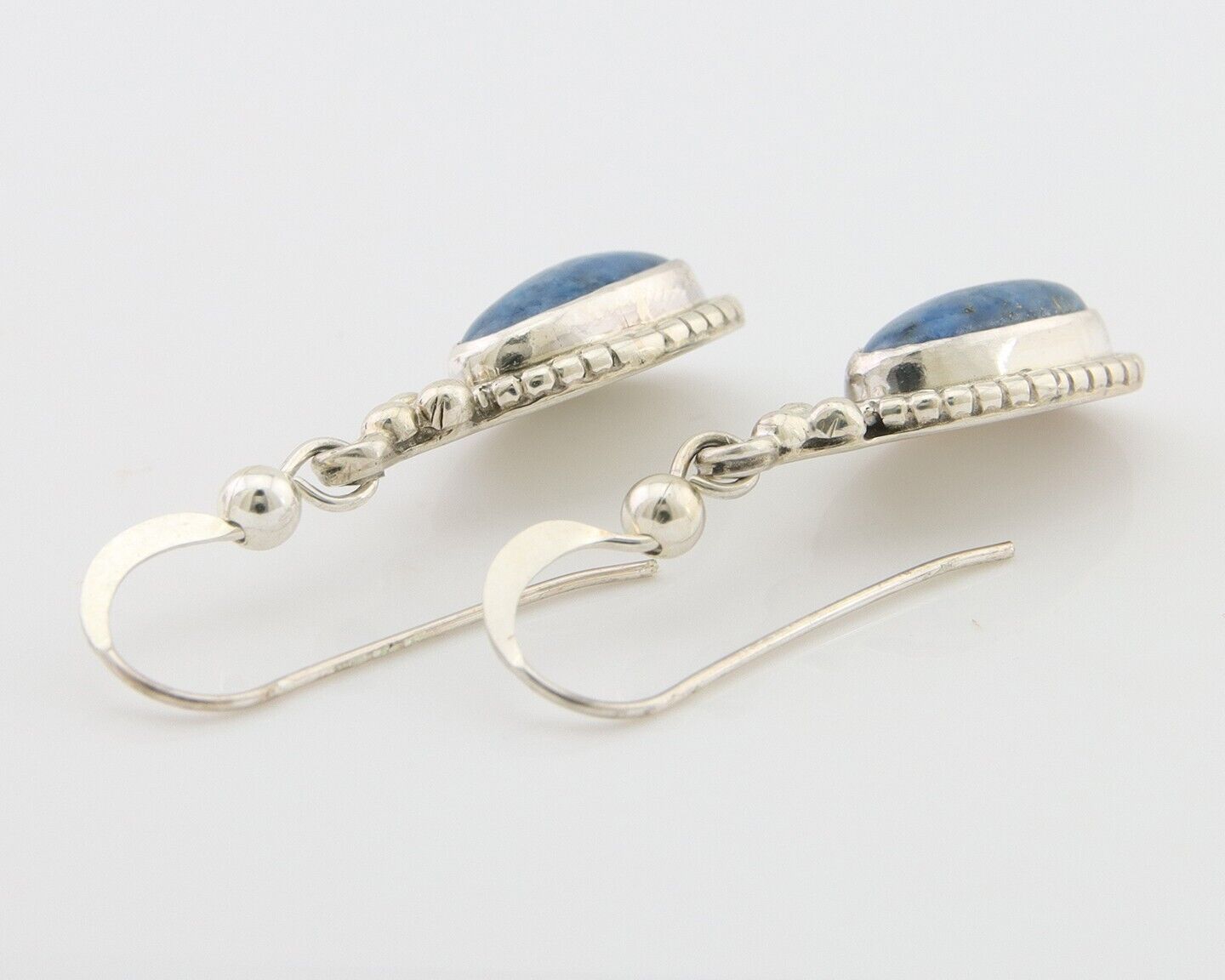 Navajo Dangle Earrings 925 Silver Natural Denim Lapis Signed Melissa Yazzie C80s