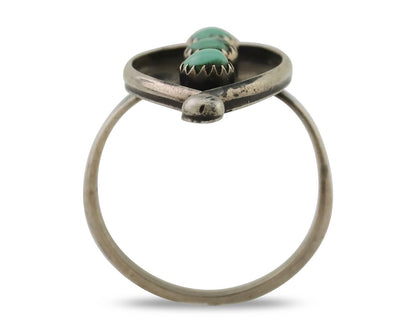 Vintage Navajo Ring 925 Silver Natural Turquoise Signed AZ9-AD Size 7.75