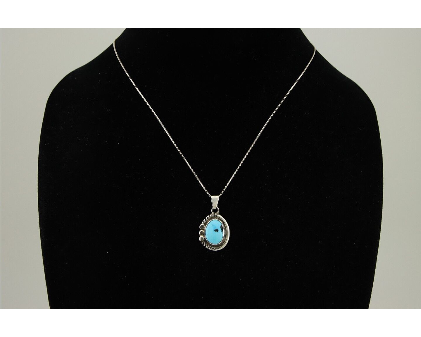 Navajo Necklace 925 Silver Natural Turquoise Artist M Montoya C.80's
