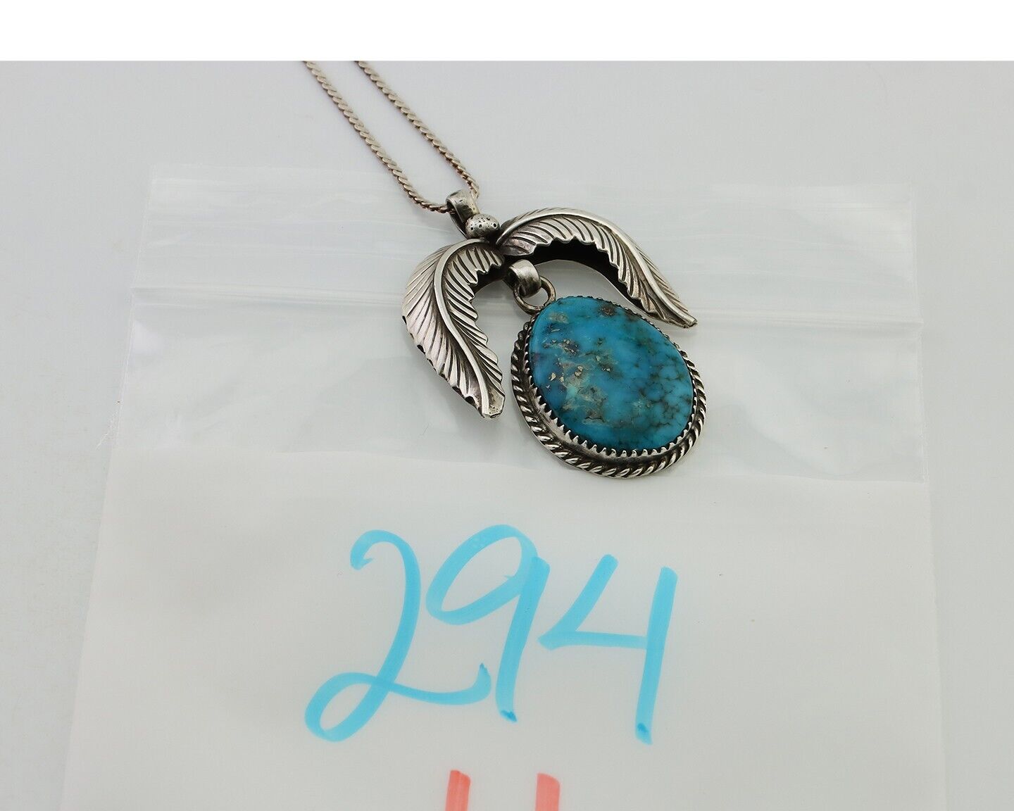 Navajo Necklace 925 Silver Turquoise Native American Artist Signed C.90's