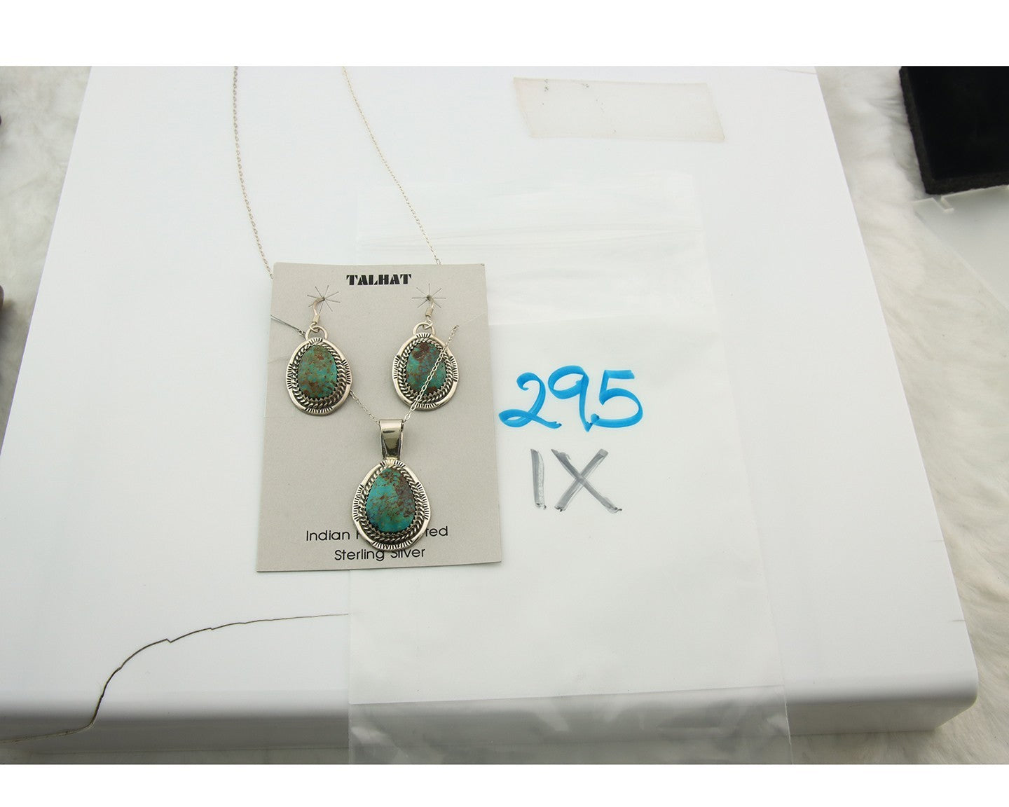 Navajo Necklace Earrings Set Sterling Silver Turquoise Vintage Signed Begay