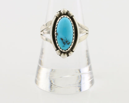 Navajo Ring 925 Silver Sleeping Beauty Turquoise Artist Signed SC C.80's