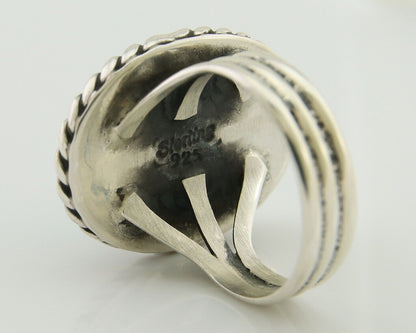 Navajo Ring 925 Silver Natural Malachite Native American Artist C.80's