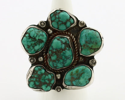 Navajo Ring 925 Silver Natural Seafoam Turquoise Artist Signed R C.80's