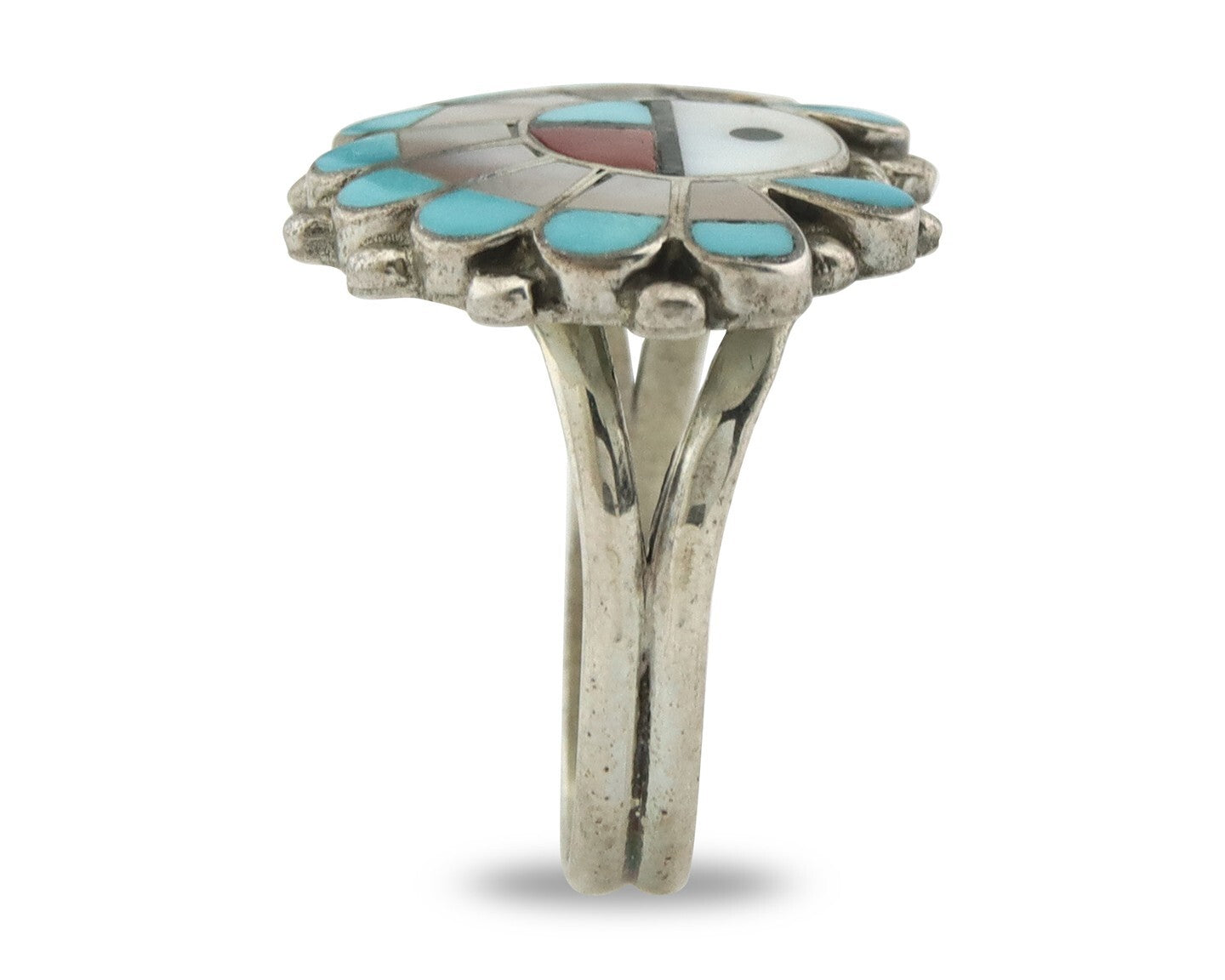 Vintage Zuni Ring 925 Sterling Silver Natural Gemstone Size 8.25