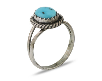 Navajo Ring 925 Silver Kingman Turquoise Native American Artist C.80's