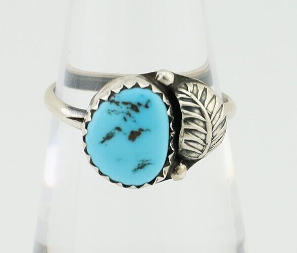 Navajo Ring 925 Silver Sleeping Beauty Turquoise Native American Artist C.80's