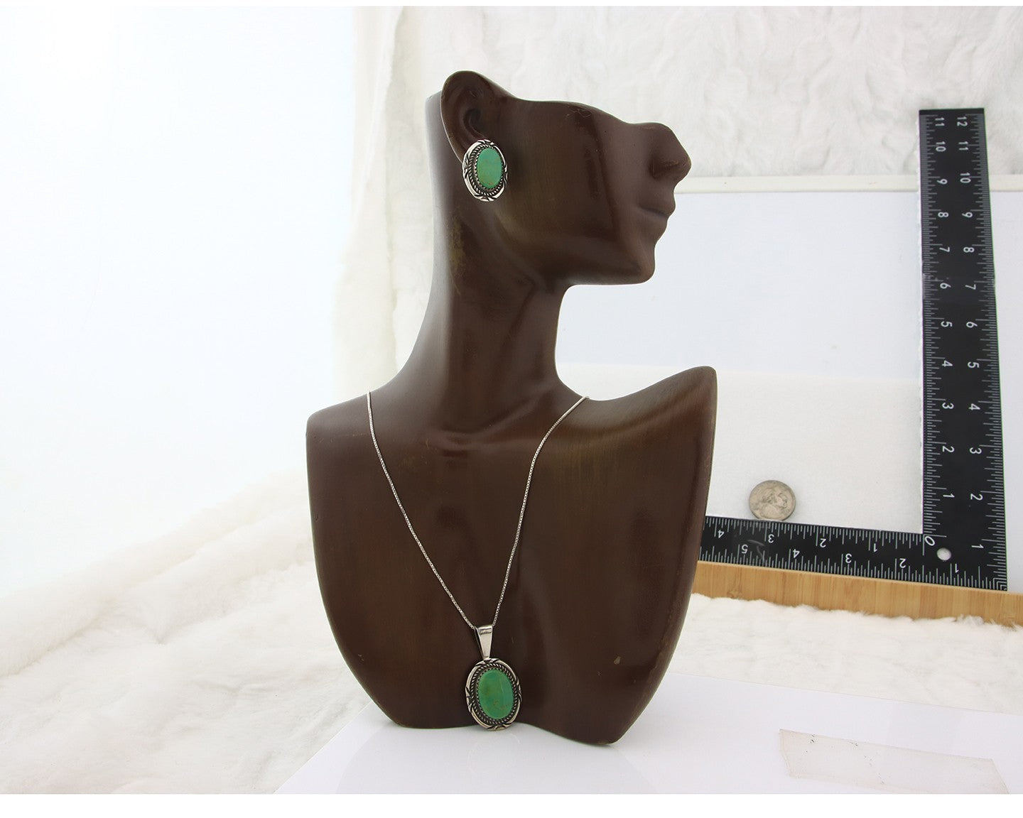 Navajo Necklace Earrings Set Sterling Silver Turquoise Vintage Signed M Begay