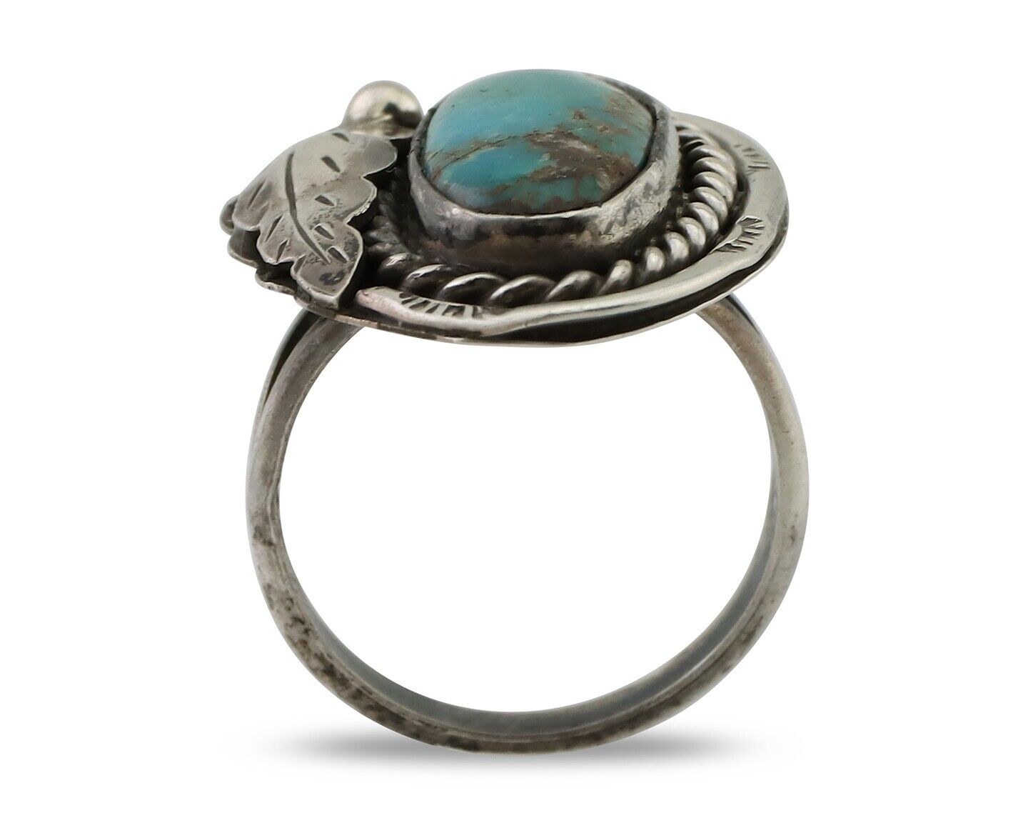 Navajo Handmade Ring 925 Silver Natural Turquoise Signed Jason Livingston C.80's