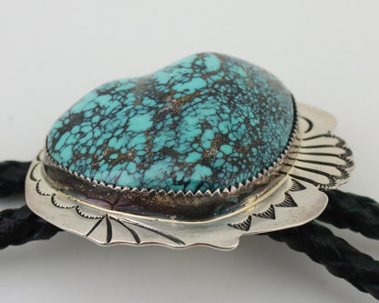 Navajo Bolo Tie 925 Silver Turquoise Artist Signed Tom Willeto C.80's