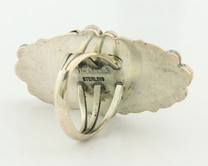 Navajo Tiwa Ring Sterling Silver Gemstone Vintage Signed Francis Size 6.0