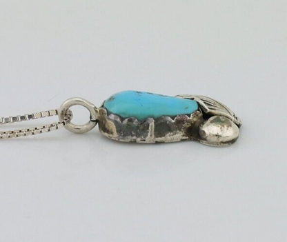 Zuni Necklace 925 Silver Blue Turquoise Artist Signed Simplicio C.80's