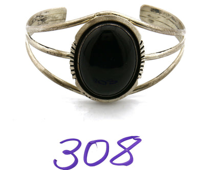 Navajo Bracelet Onyx .925 Silver W. Denetdale C.80's