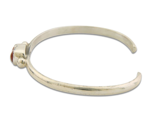 Navajo Bracelet .925 Silver Natural Red Coral Cuff Native American Artist C.80's