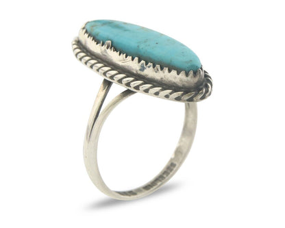 Navajo Ring 925 Sterling Natural Turquoise Native Artist C.80's Size 6.75