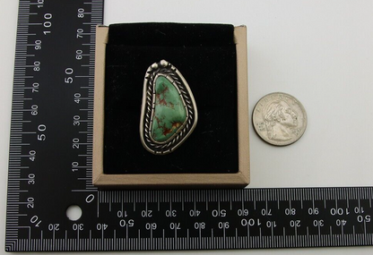 Navajo Ring 925 Sterling Silver Green Turquoise Native Artist C.80's