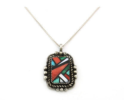 Navajo Necklace Sterling Silver Authentic Gemstone Signed The Blue Indian 1991