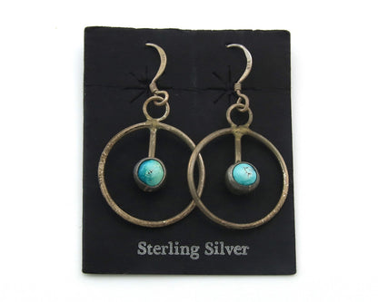 Navajo Dangle Earrings Sterling Silver Natural Turquoise Vintage Handmade