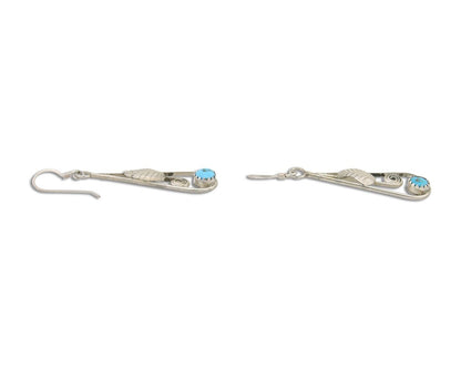 Navajo Dangle Earrings 925 Silver Natural Blue Turquoise Artist Signed JB C.80's