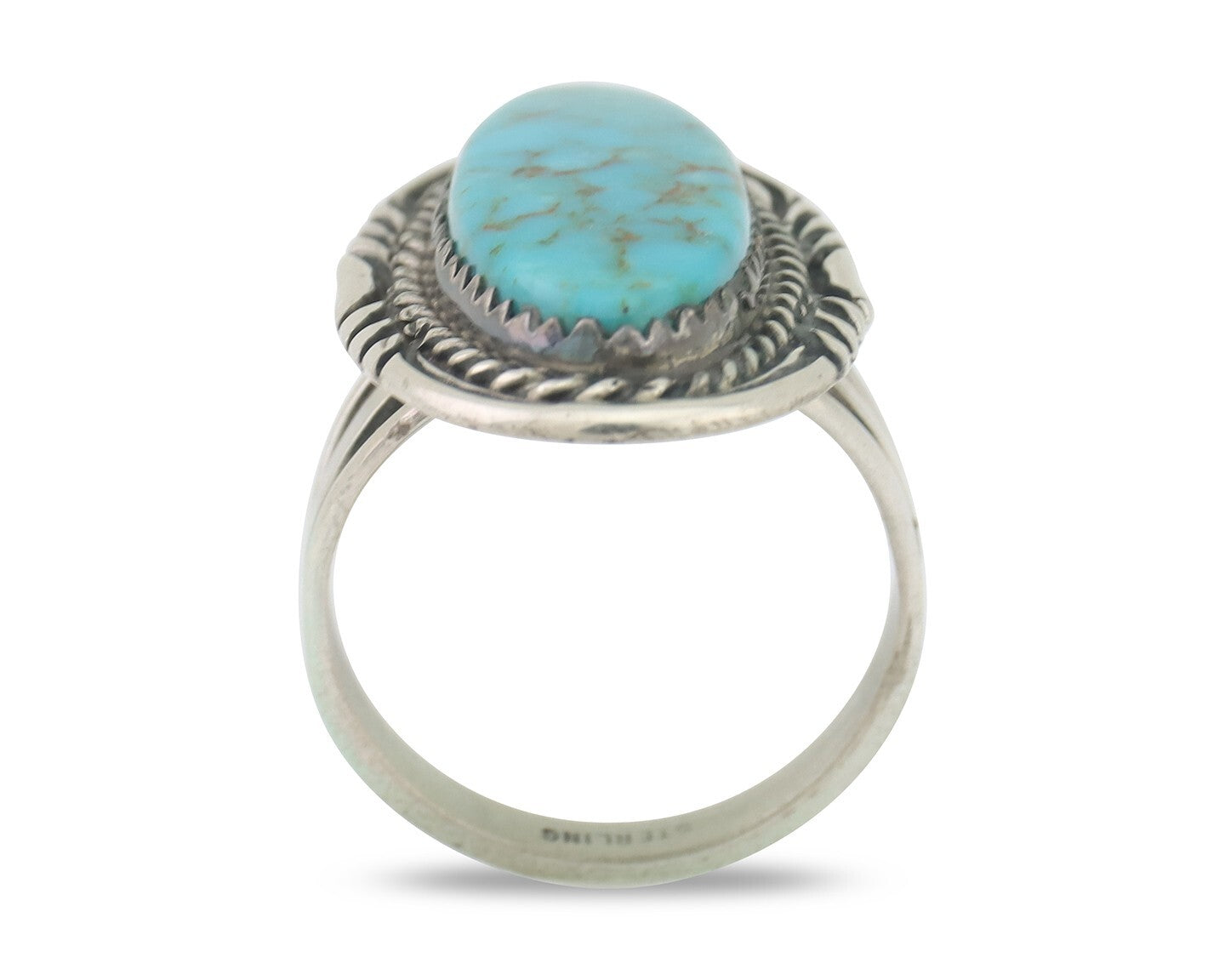 Navajo Ring 925 Silver Natural Blue Turquoise Native American Artist C.80's
