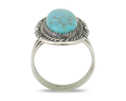 Navajo Ring 925 Silver Natural Blue Turquoise Native American Artist C.80's