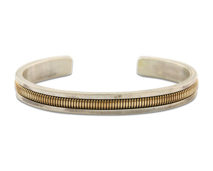Navajo Bracelet 925 Silver & 12k Yellow Gold Filled Signed TAHE C.80's