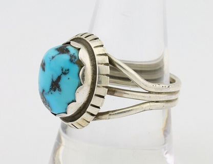 Navajo Ring 925 Silver Natural Blue Turquoise Signed Tony Guerro C.80's