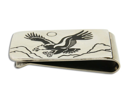 Navajo Eagle Money Clip .925 Silver & .999 Nickle Native American Artist C.80's