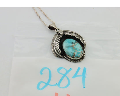 Navajo Necklace 925 Silver Natural Blue Turquoise Aritst Signed Windmill C.80's