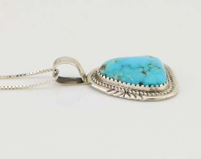 Navajo Handmade Pendant 925 Silver Turquoise Signed Anna Begay C.80's