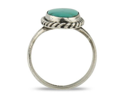 Navajo Ring 925 Silver Kingman Turquoise Native American Artist C.80's