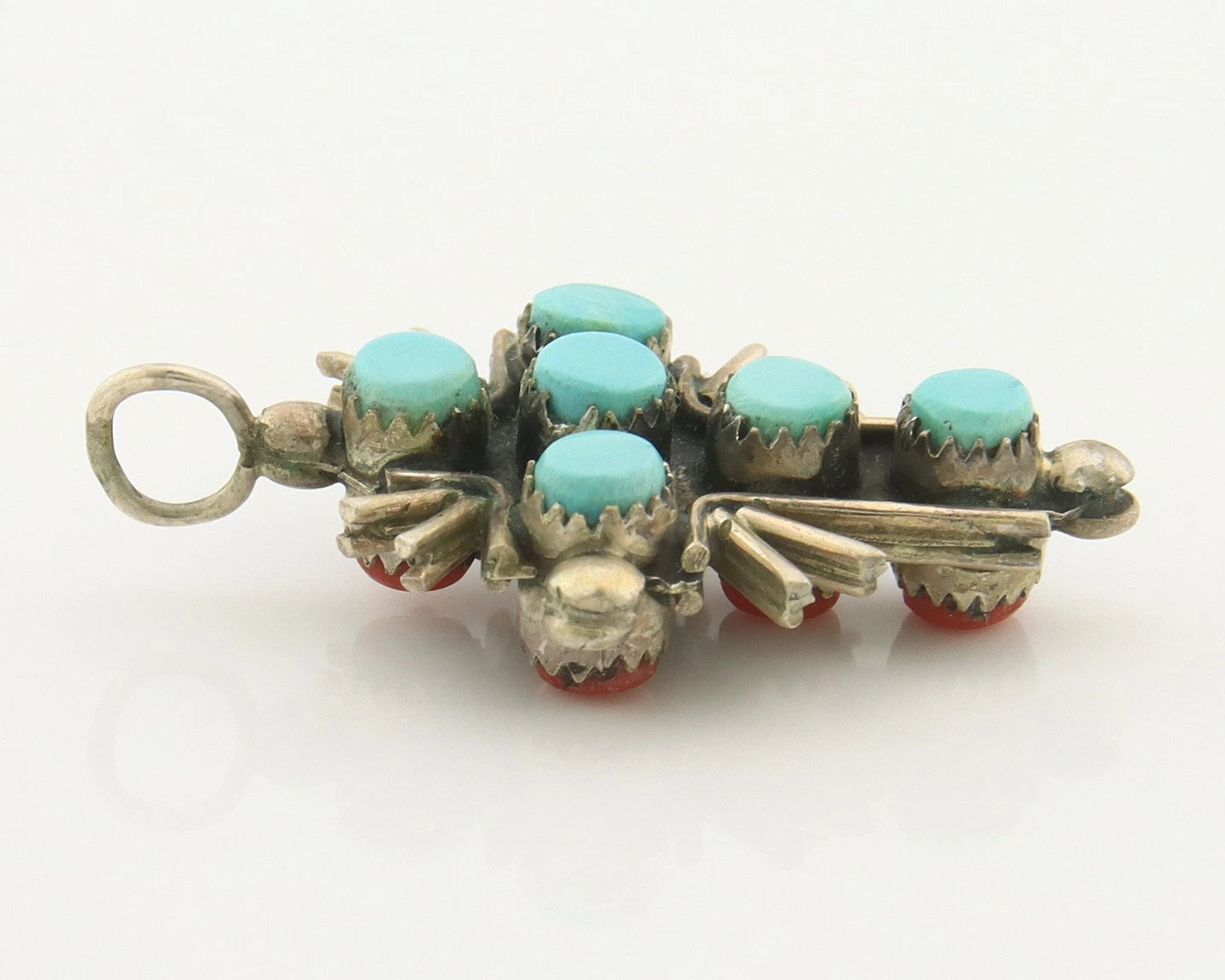 Navajo Cross Pendant Sterling Silver Natural Gemstones Vintage