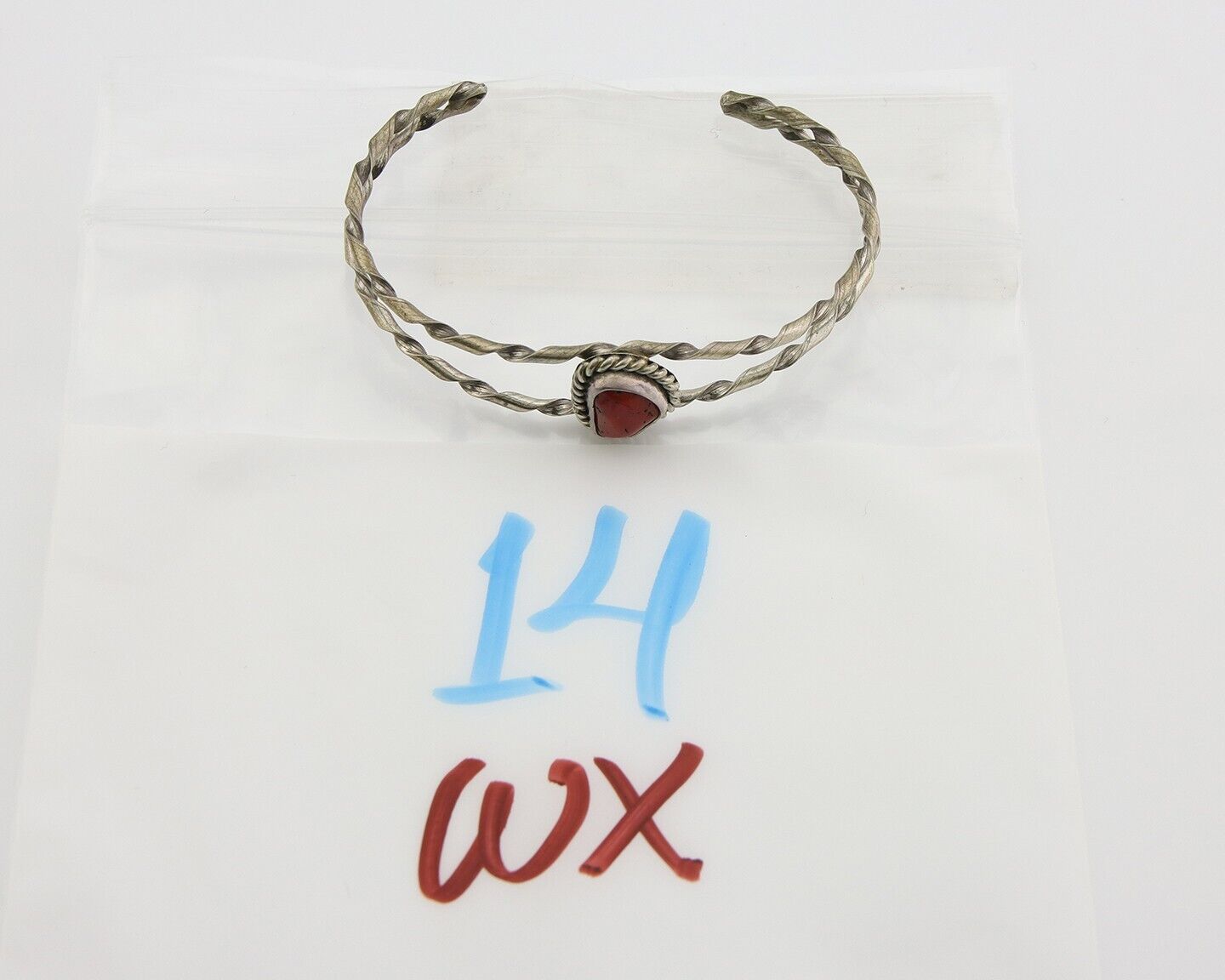 Navajo Bracelet .925 Silver Mediterranean Red Coral Cuff Native Artist C.80's