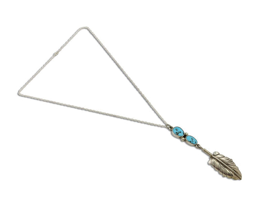 Navajo Turquoise Necklace 925 Silver Artist Signed M Montoya C.80's