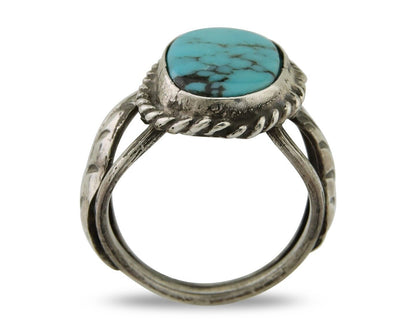Navajo Ring 925 Silver Natural Blue Turquoise Native American Artist C.80's