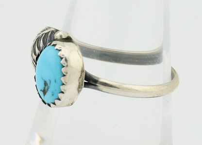 Navajo Ring 925 Silver Sleeping Beauty Turquoise Native American Artist C.80's