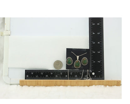 Navajo Necklace Earrings Set Sterling Silver Turquoise Vintage Authentic Sign AB