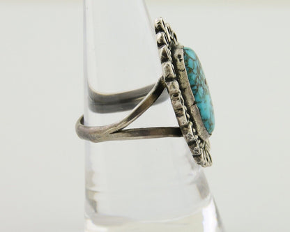 Navajo Ring 925 Silver Spiderweb Turquoise Artist Siged Jerry Johnson C.80's