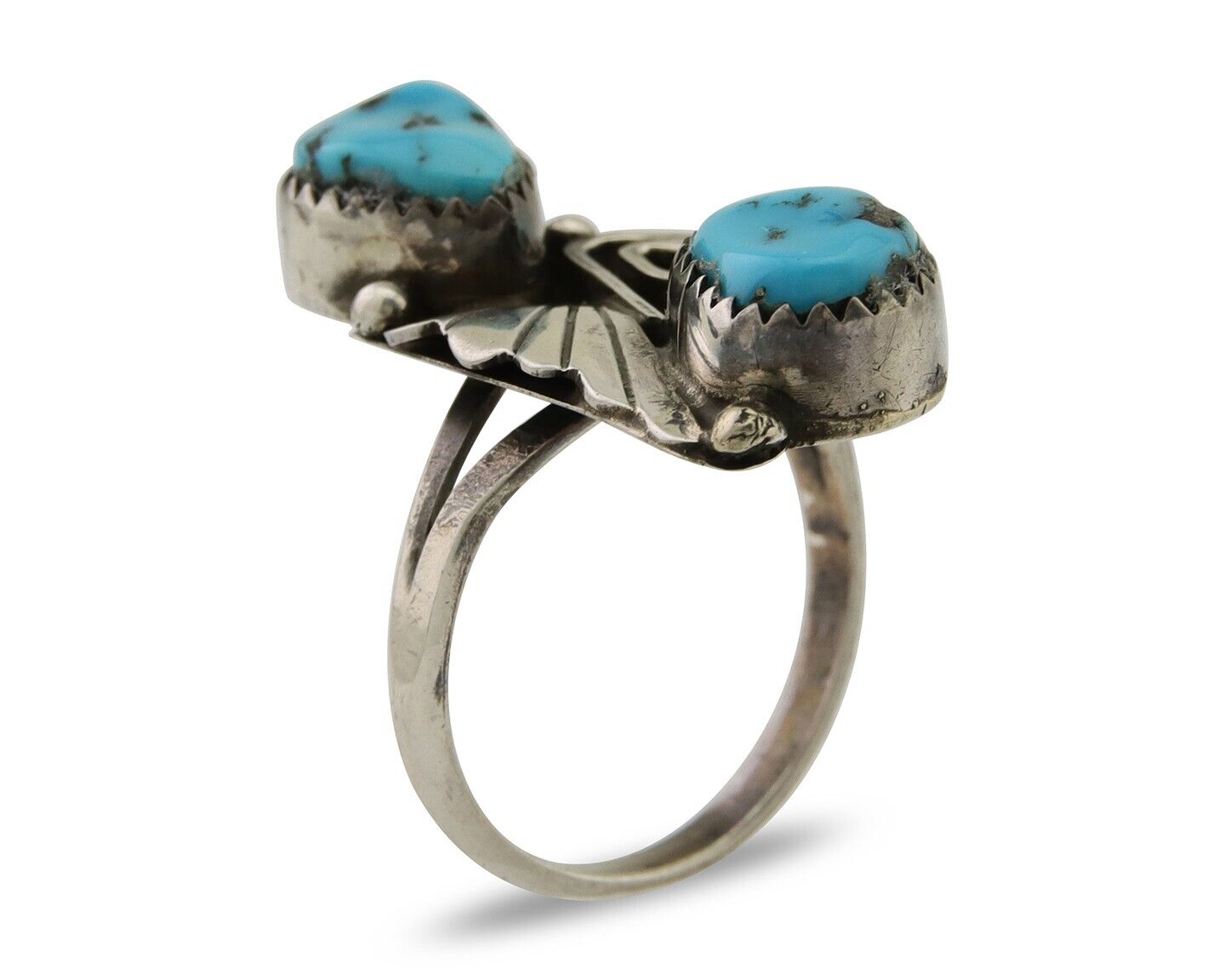 Navajo Ring 925 Silver Natural Blue Turquoise Native American Artist C.80's