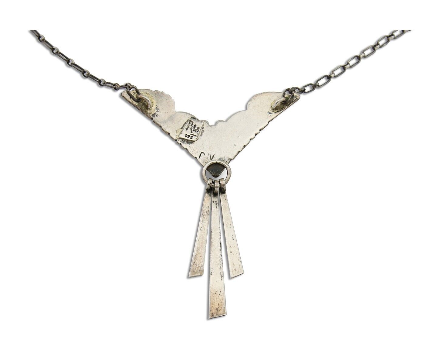 Navajo Turquoise Necklace 925 Silver Artist Signed De Chelly & NJ C.80's