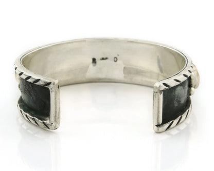 Navajo Cuff Bracelet Sterling Silver Turquoise Vintage Signed RD