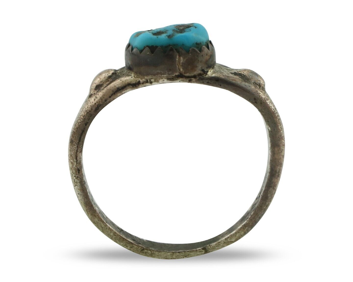 Zuni Ring .925 Silver Natural Blue Turquoise Native American Artist C.80's