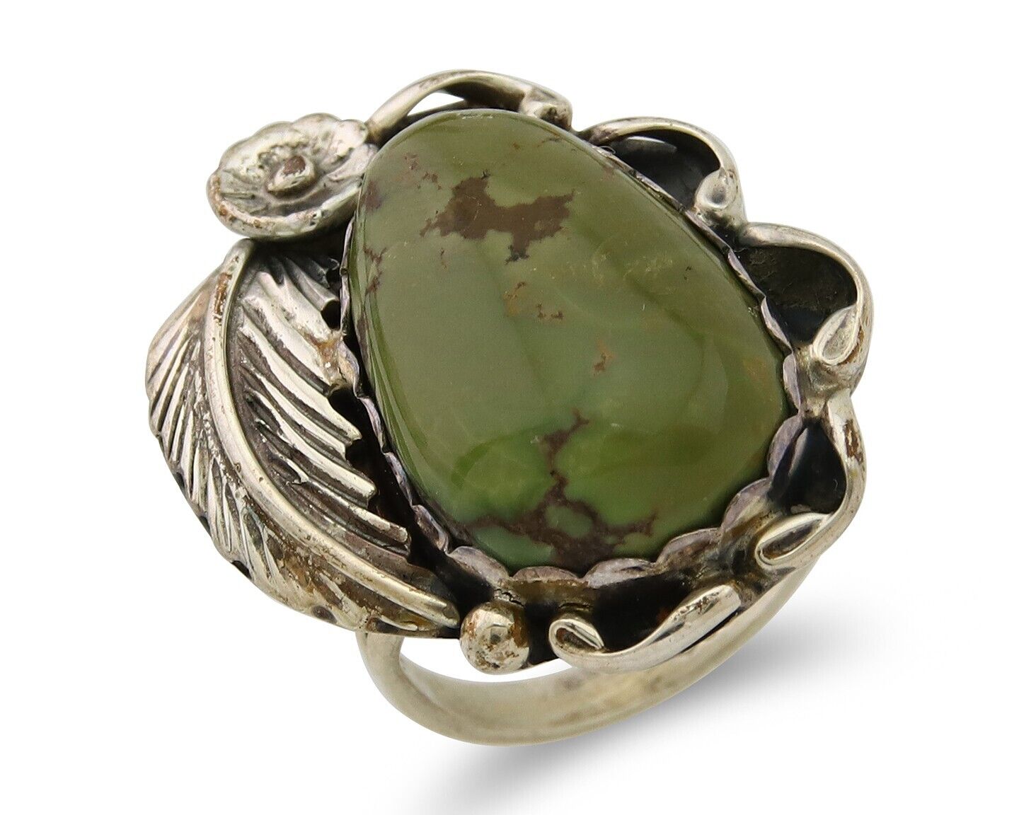 Navajo Ring .925 Sterling Green Turquoise Artist Signed Guerro C.80's