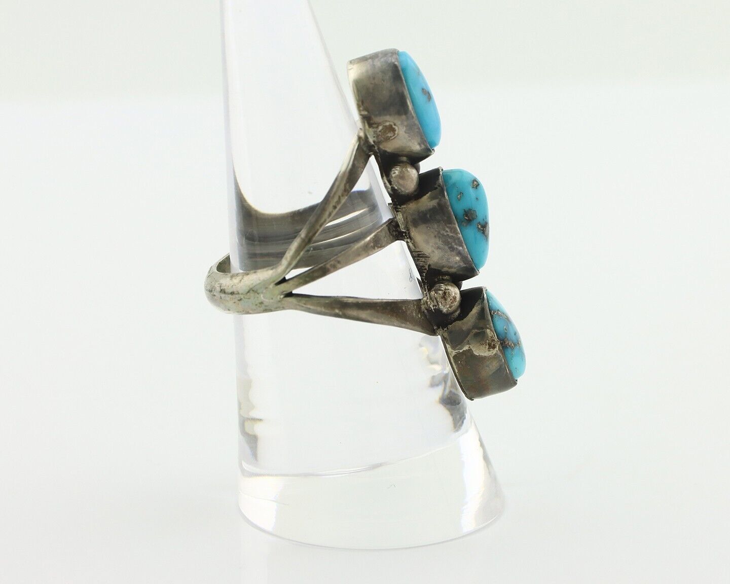 Navajo Ring 925 Silver Natural Blue Turquoise Native American Artist C.80's