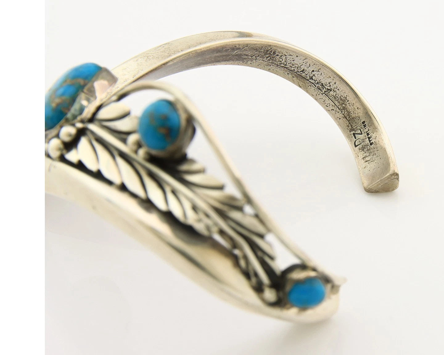 Navajo Cuff Bracelet Sterling Silver Vintage Turquoise Handmade Signed D Zachary