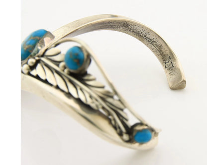 Navajo Cuff Bracelet Sterling Silver Vintage Turquoise Handmade Signed D Zachary