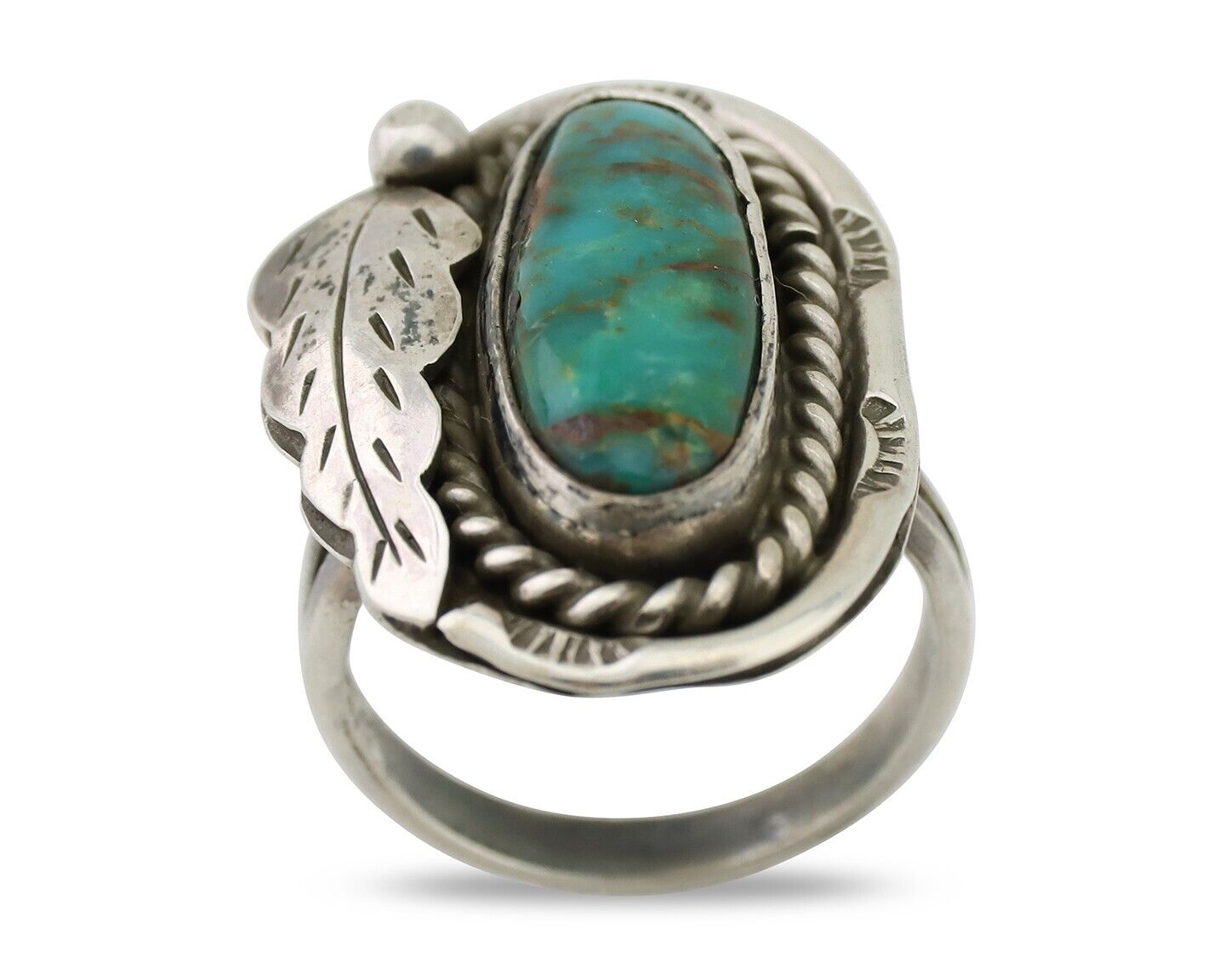 Navajo Handmade Ring 925 Silver Kingman Turquoise Native American Artist C.80's