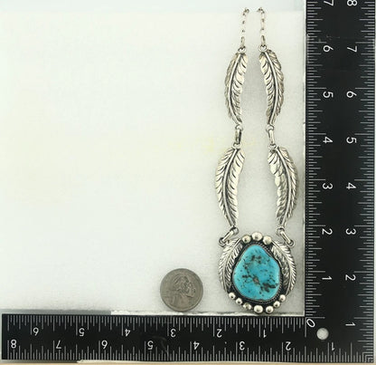 Navajo Necklace Natural Green Turquoise Vintage Signed M Montoya C.80's