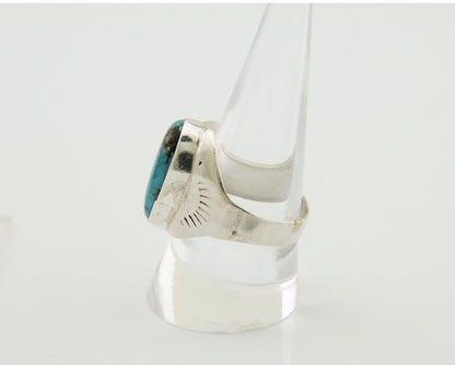 Navajo Hand Stamped Ring 925 Silver Arizona Turquoise Artist C.80's